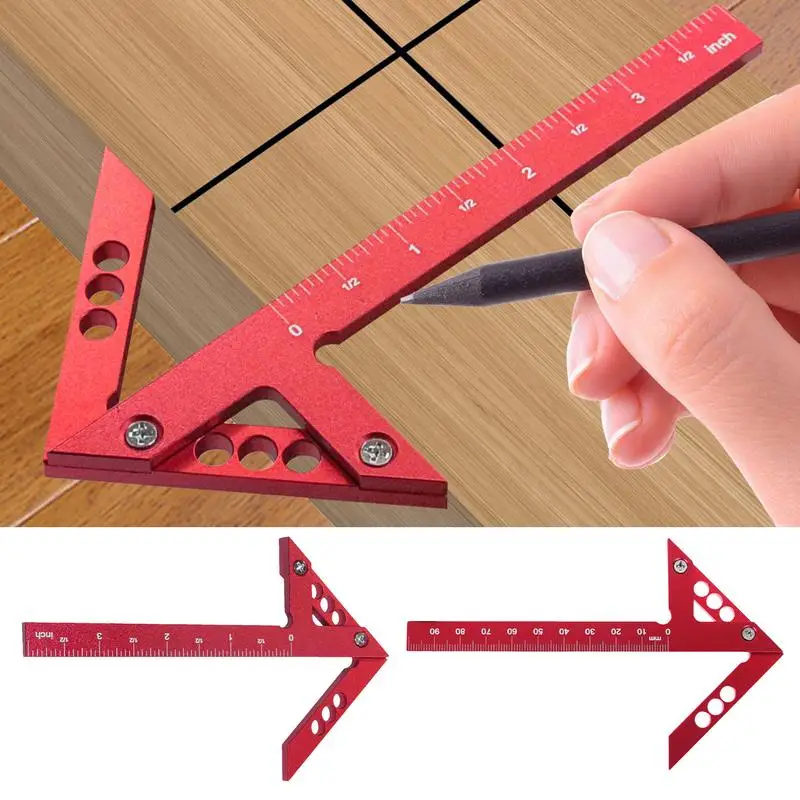 Woodworking Marking Ruler 45 Degree Right Angle Lines Gauge Miter Triangle Ruler High Precision Layout Measuring Tool