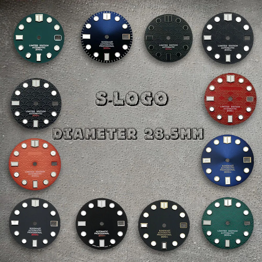 

High Quality 28.5mm S Logo NH35 Dial Green Luminous For NH35/NH36 Movement NH35 Watch Repair Accessories ﻿ ﻿