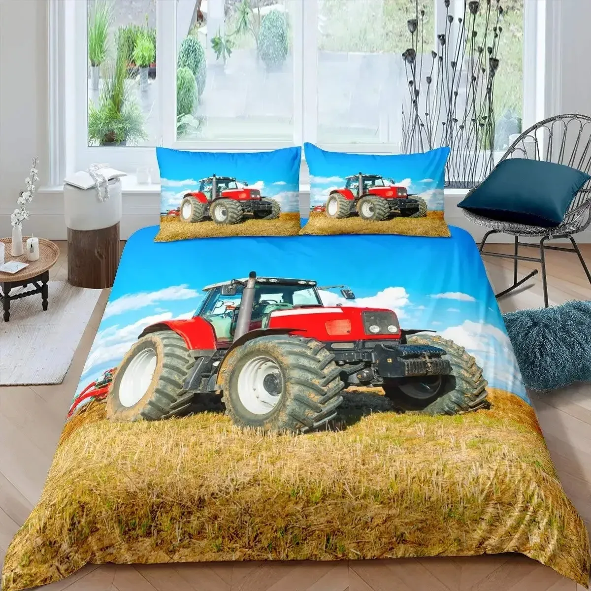 

Retro Tractor Engineering Vehicle 3D NEW Duvet Cover Pillowcase Bedding Set Adult Boy Girl Bedroom Children Single Double Large
