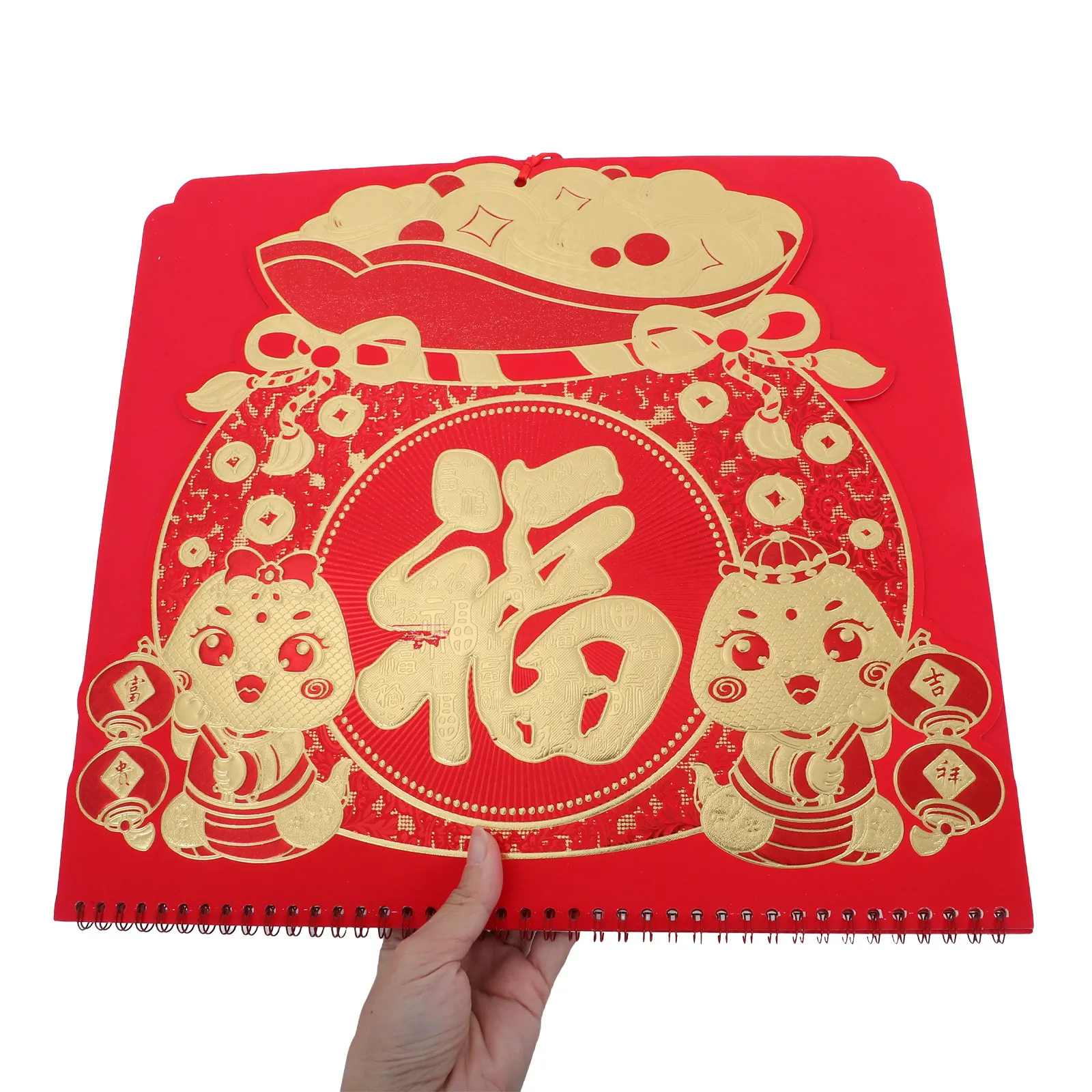 

2025 Chinese Lunar Wall Calendar Year of The Snake Red Embossed Traditional Fortune Plaque Decorative Monthly Planner Spring