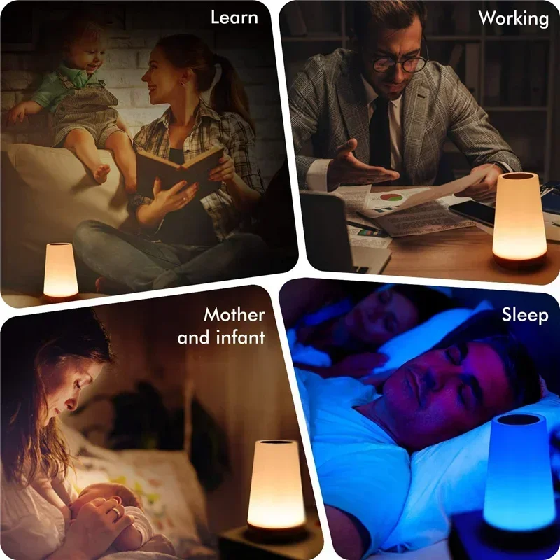 New creative wood touch remote control colorful atmosphere lamp bedside lamp LED desktop outdoor light night light