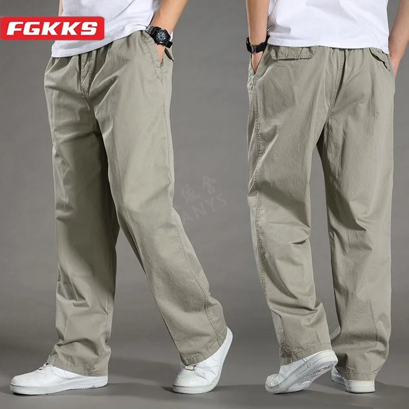 

FGKKS 2024 Outdoor Casual Pants For Men Solid Color Large Pocket Breathable Pants High Quality Design Hot Casual Pants For Men