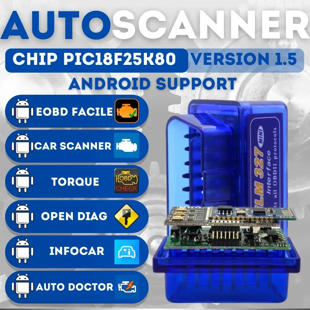 Nuevo Super ELM327 V1.5 Bluetooth PIC18F25K80 lector de código de escáner OBD2 automático para coche adecuado para todos los protocolos OBDII