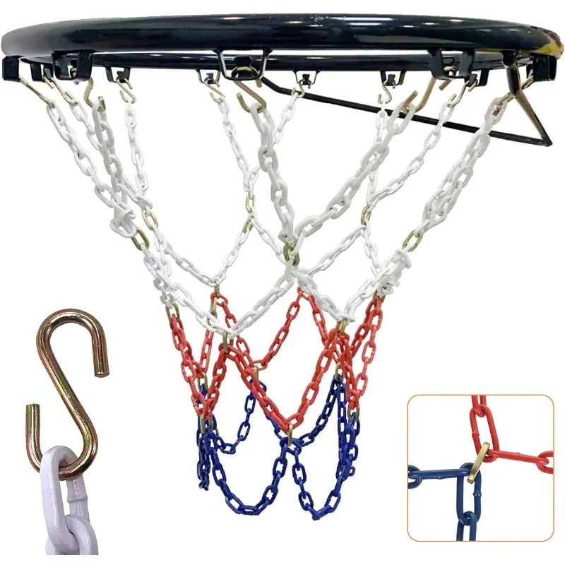 

Heavy Duty Chain Basketball Net Replacement, Stainless Steel Chain Net for Basketball Hoop, Standard Braided Metal Chain Basketb