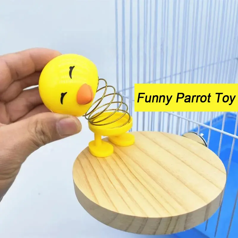 Funny Parrot Toys Stand Moving Bird Cage Platform Relieve Stress Toy For Parrot Supplies Perching Stick Bird Spring Standing Toy