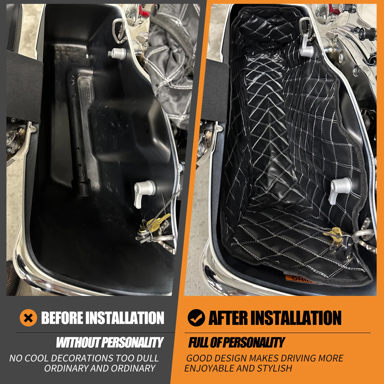 Motorcycle Saddlebag Insert Carpet Liner Thread Extended Bags For Harley Touring Street Glide Road Electra Glide FLHX 2014-2022