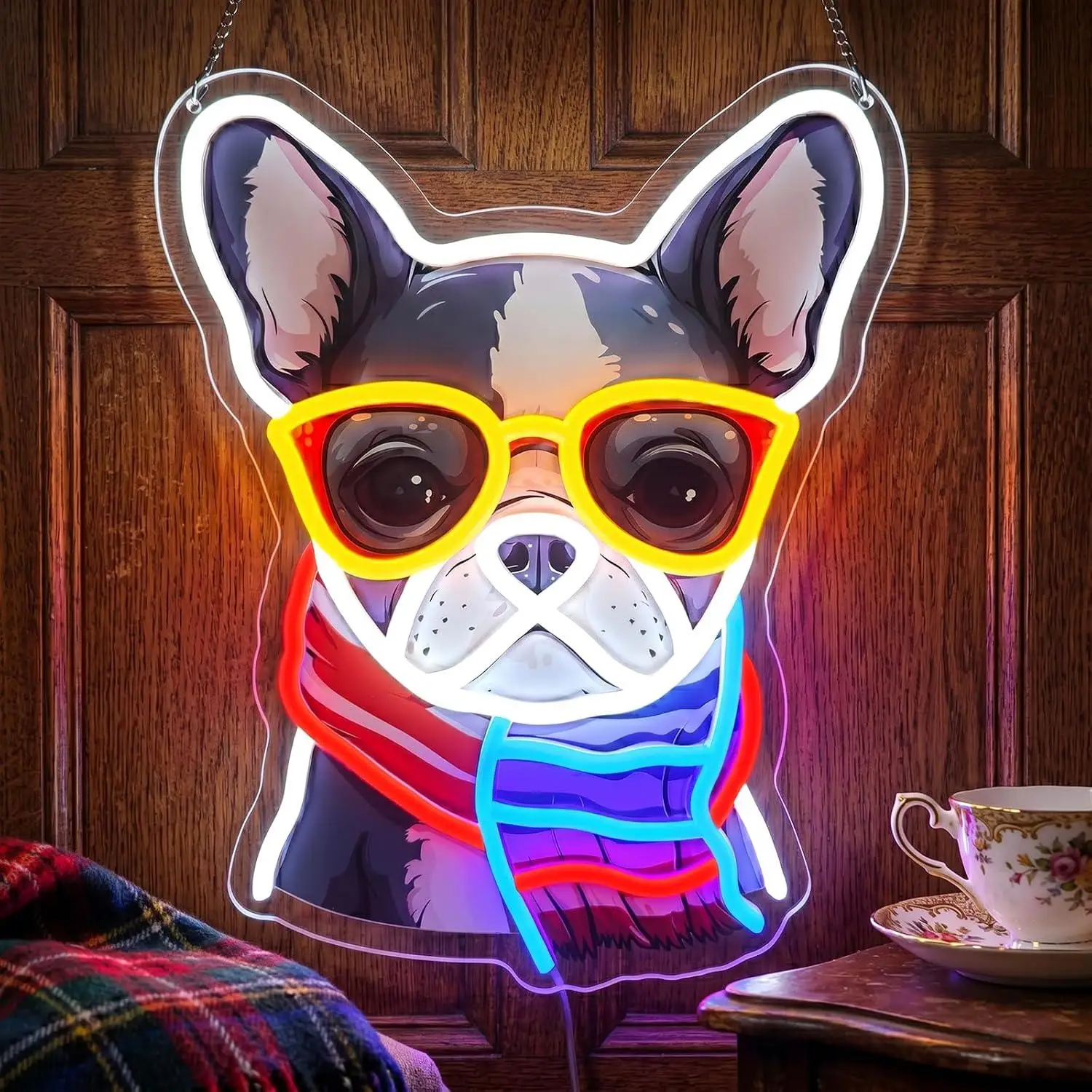 

French Bulldog Neon Sign Dimmable LED Lights For Pet Room Grooming Shop Bedroom Bar Pub Man Cave Nursery Wall Decor Night Light