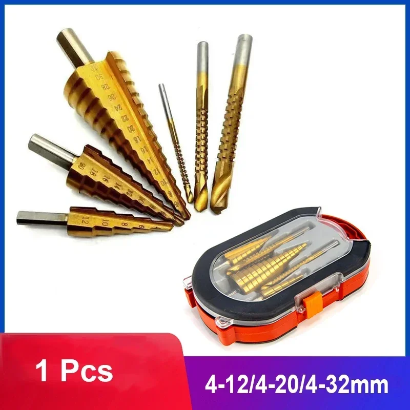 HSS 4241 Cobalt Multiple Hole Step Drill Bit Set Tools  4-12/4-20/4-32mm Metal Drilling Tool For Metal Wood Step Cone Drill