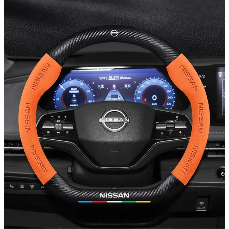 Car Steering Wheel Cover For Nissan 350z 370z altima Armada Frontier Kicks Leaf nismo pulsar Qashqai J10 J11 Juke Murano Teana view 6