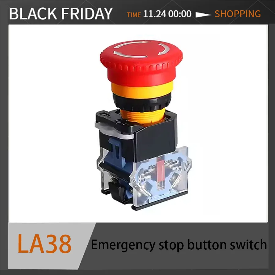 

Emergency stop button switch LA38-11ZS Emergency stop mushroom head rotation reset STOP Red elevator