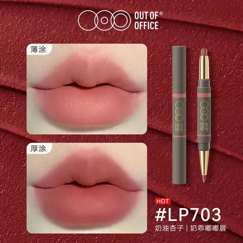 OUTOFOFFICE Double-ended Lip Liner Matte Batom À Prova D 'Água Lápis de Batom Vermelho Lápis de Longa Duração Sexy Maquiagem Cosméticos