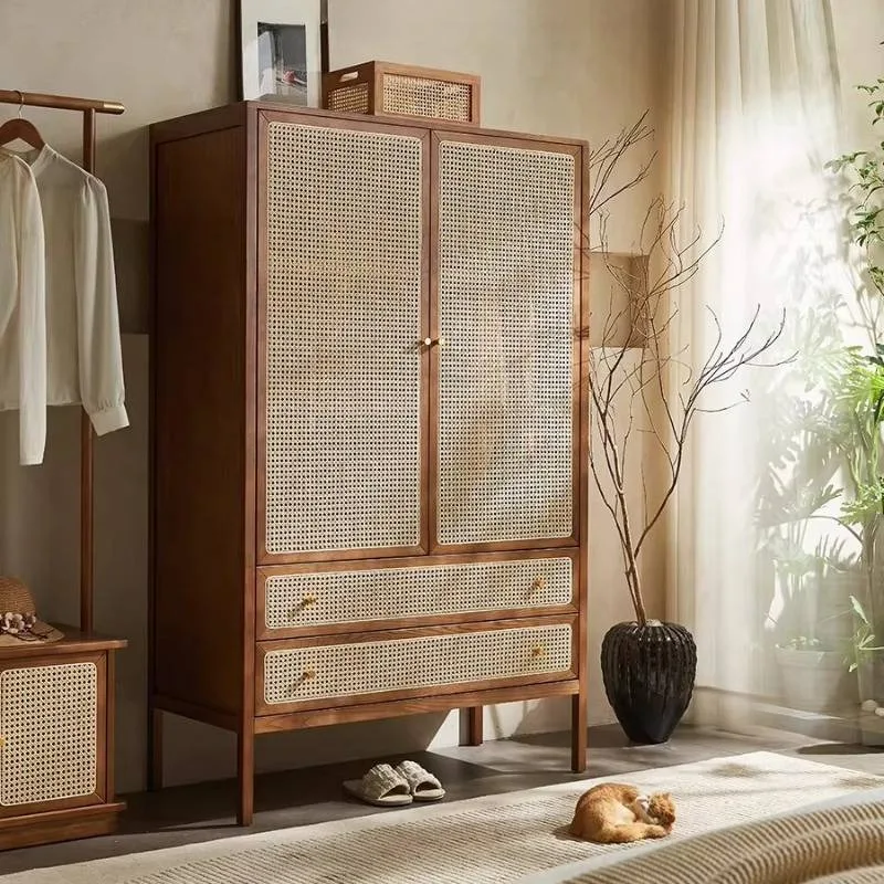 European Luxury Wardrobes Rattan Large Antique Lounges Storage Bedroom Wardrobe Cupboard Wooden Armario Para Ropa Home Furniture