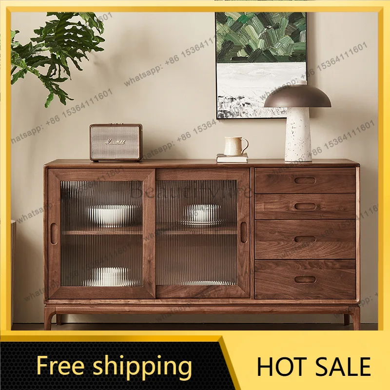 Factory Direct Sales Black Walnut Modern Simple Nordic Locker All Solid Wood Storage Home