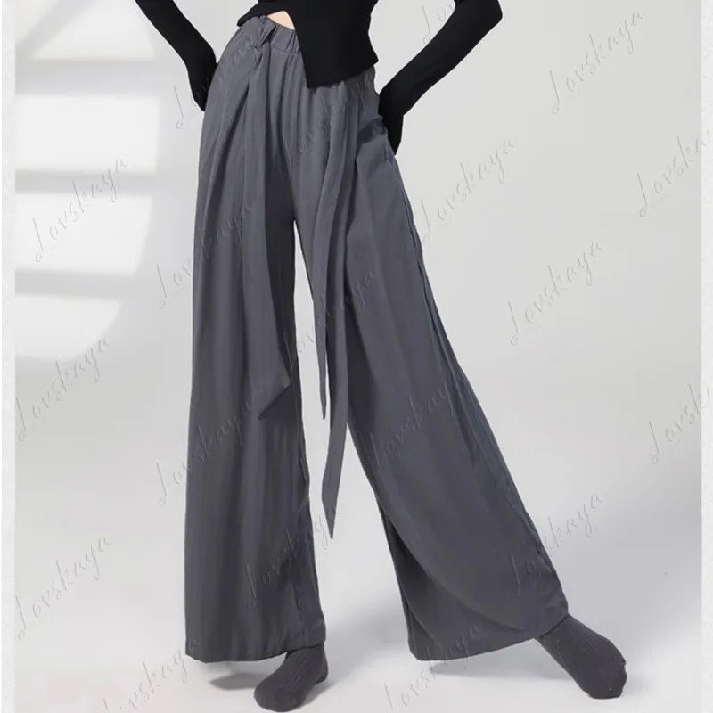 

Прямые брюки для современных танцев, тренировочные костюмы для классических танцев, струящиеся брюки, свободные танцевальные брюки