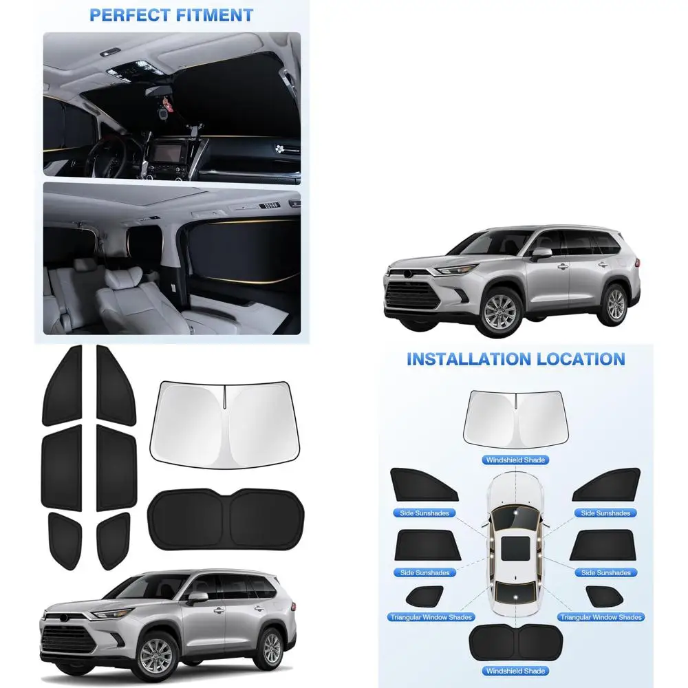

Black Privacy Sunshade Set for 2024-2026 Toyota Grand Highlander, Protects from Sun and Enhances Cooling for Outdoor Adventures