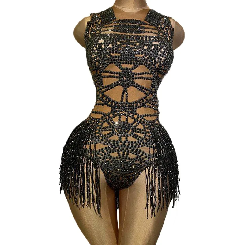 

Sexy Tight Fringed Rhinestone Zipper Party Nightclub Sleeveless Short Skirt Fashionable And Thin And Beautiful Cocktails Dresses