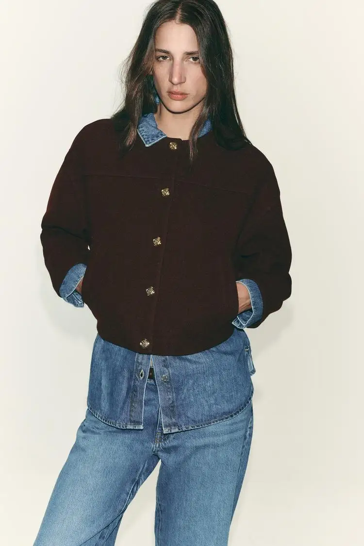 

YY0423 осенне-зимняя новая стильная модная темпераментная простая мягкая куртка с золотыми пуговицами 3046083