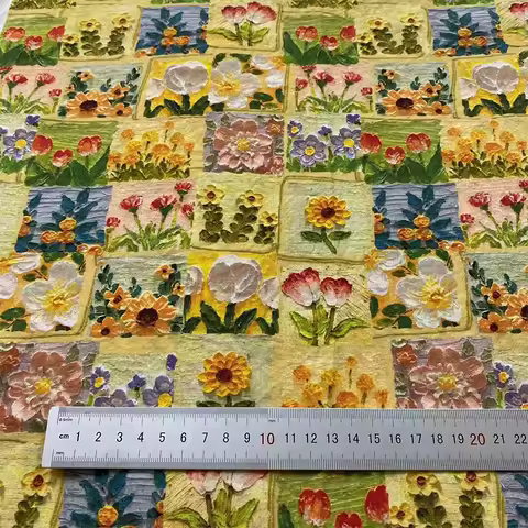 50x72/145cm 3D Stereoscopic Oil Painting Style Motif Liberty Fabric Cotton Fabrics For Sewing Dress Apparel Handbag by Half Met