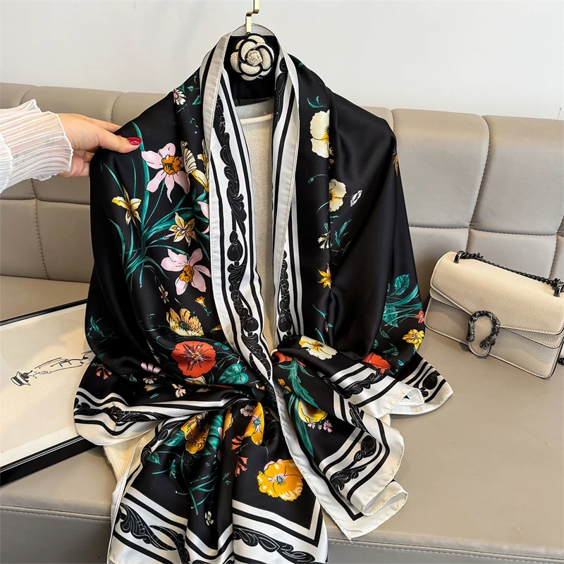 

180*90 см Элитный бренд женский шарф летняя шелковая шаль женская накидка мягкая женская Echarpe дизайнерская пляжная палантина бандана платок-глушитель