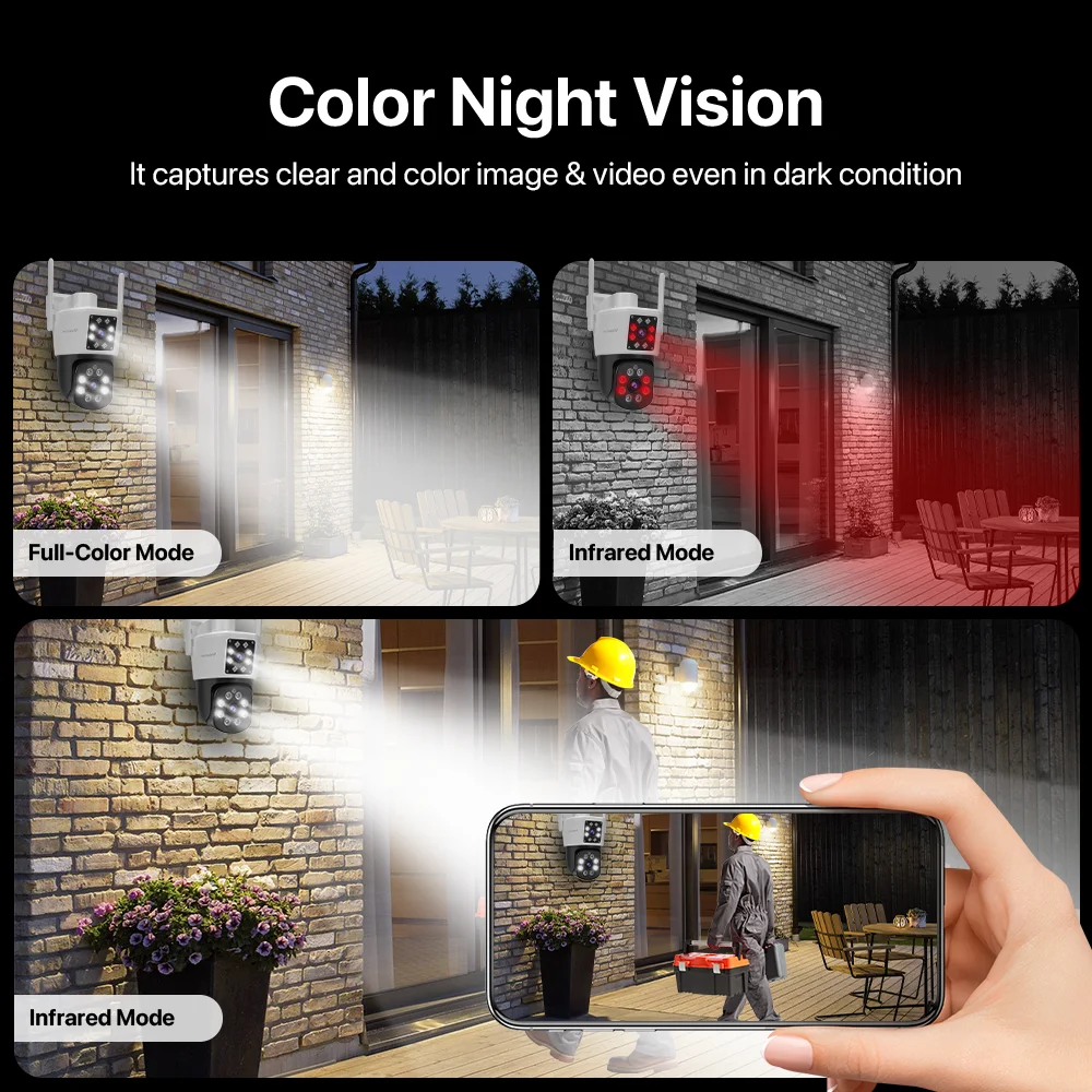 주택 보안용 VSTARCAM 4MP 듀얼 렌즈 카메라, 360 °   보기, 사람 감지, 컬러 야간 투시경, 팬 및 틸트, 양방향 오디오