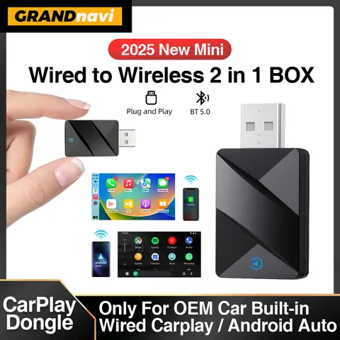 2In1 무선 Carplay 및 안드로이드 자동 AI 상자 무선 Carpay 미니 어댑터에 유선 OEM 유선 Carplay 상자가있는 자동차 용 블루투스
