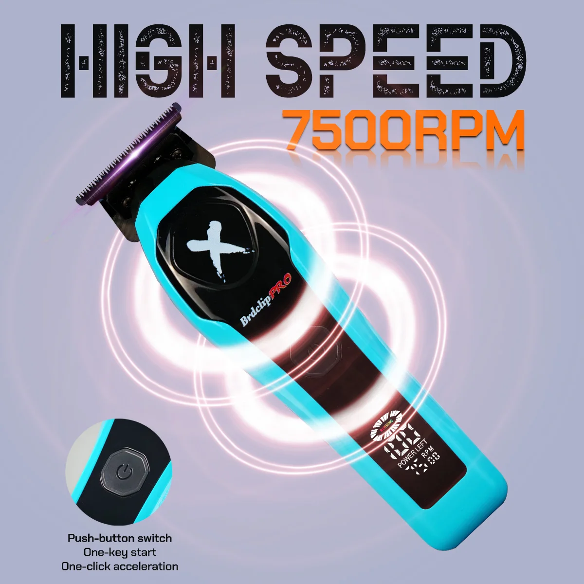 Professioneller Friseursalon-Haarschneider BRD-339, 6500–7500 U/min, formende Haarschneidemaschine für Männer, Bartschneidewerkzeug, lila Rasierer