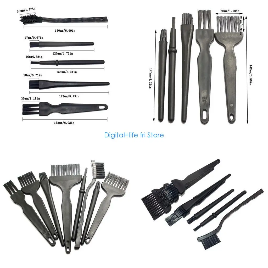 E06D 8pcs/set Portable Handle Anti Static Brush Cleaning Brush for Electronic Repair
