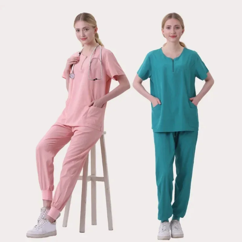 

Multicolor Scrubs Short Sleeve Tops+Pants Nursing Uniform Women Pet Shop Doctor Medical Surgery Workwear Scrub Set