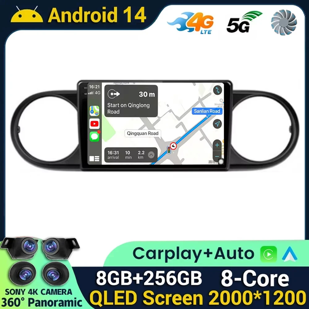 

Android 14 Carplay Car Radio For Toyota Corolla Rumion Tacoma Navigation GPS Multimedia Player stereo BT wifi+4G Auto 2 DIN DVD