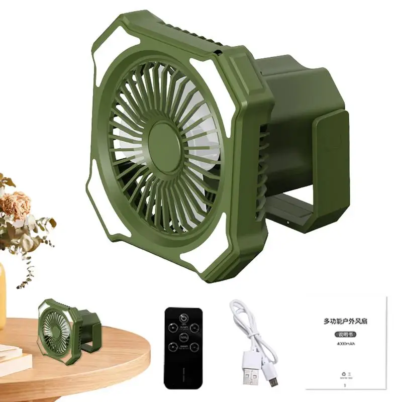 

Camping Fan Light Rechargeable Battery Operated Camping Fan Dual Motor Portable Outdoor Camping Fan With ultra bright LED light