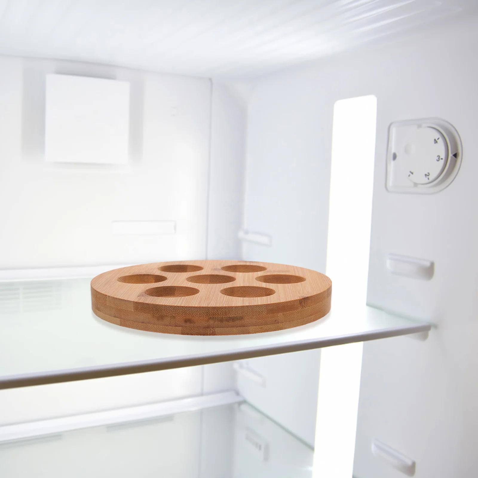 

7 Holes Acacia Wood Egg Holder Tray Rustic Kitchen Countertop and Refrigerator Storage Organizer Non-Slip Base Easy Clean