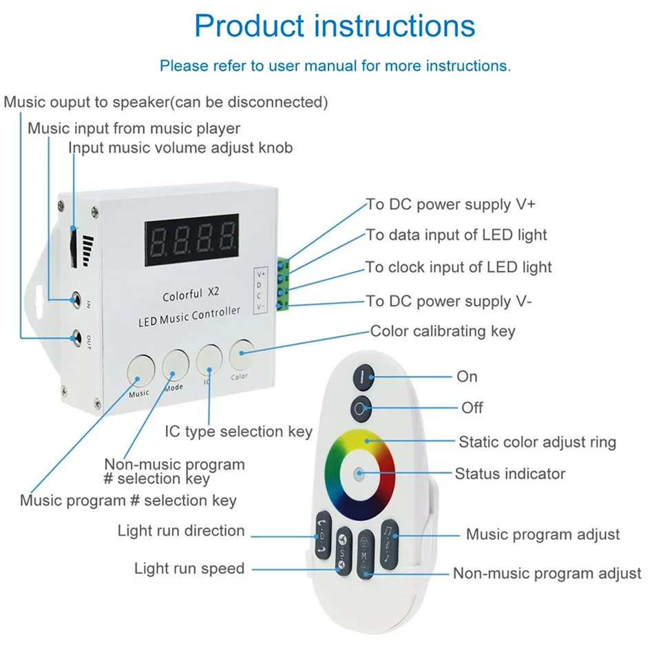 Imagem -02 - Led Controlador de Música rf Toque Remoto Dc5v24v Ws2812 Ws2811 Ws2813 6803 1903 ic Digital Endereçável Led Strip Luz x2