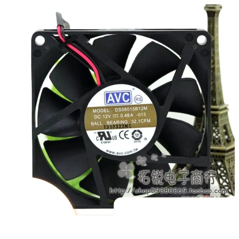 

for AVC DS08015B12M 80mm 12V 0.48A 2-Wire 8015 Cooling Fan, Dual Ball Bearing, High Airflow PC Cases and Electronics
