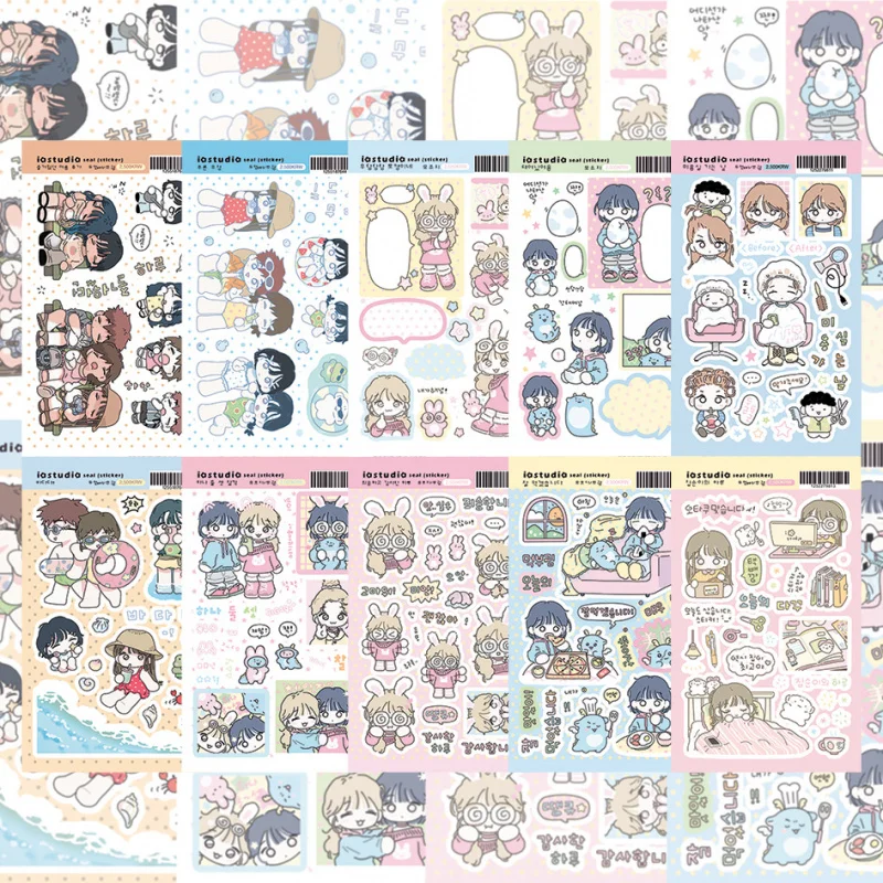 Korean Cute Cartoon Girl Stickers Kawaii Sweet Character Stickers Hand Account Scrapbook Notebook Diary DIY Decorative Stickers