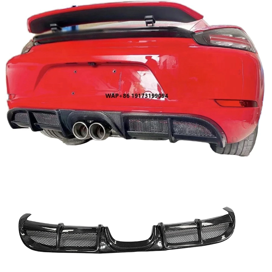 

Carbon Fiber Rear Bumper Lip Exhaust Cut-Outs GT 4Style 718 for-Porsche Upgrade Rear Diffuser for-Porsche 718 Cayman Boxster New