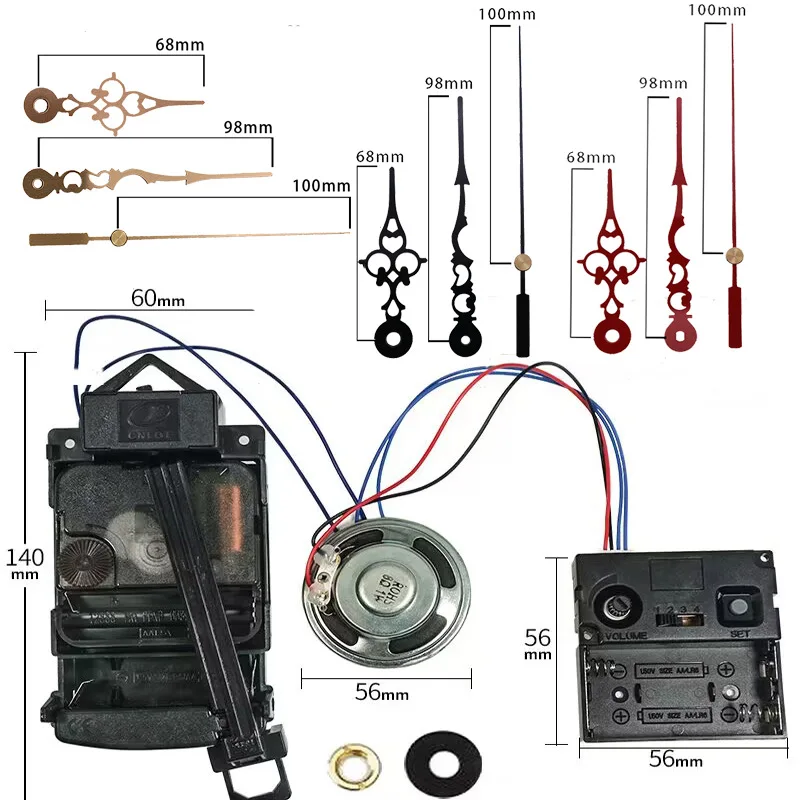 Westminster Temple 뮤직박스 스피커 포함, 스윙 트리거 무브먼트, 시간당 차밍 시계 액세서리 세트, 4*4