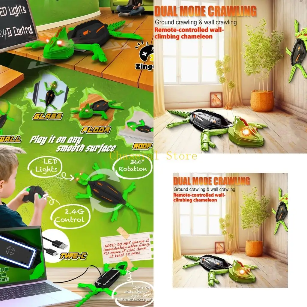 E7CE USB C Rechargeable Remote Toy For Boys Girls Crawls Vertical Surfaces up Wall Robot Toy