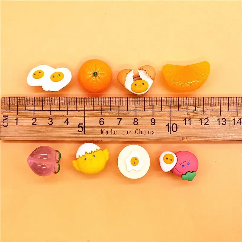 1pcs Lovely Fried Eggs Shoe Buckle Accessories Cute 3D Orange Peach Resin Shoes Charms Clogs Pins Clips Decor Unisex Cool Gifts