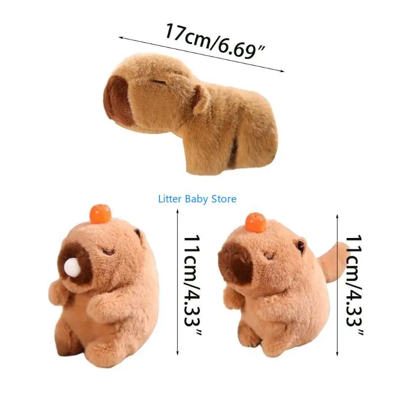 N80C Cartoon Capybara Leuke Pluche Sleutelhanger Tas Ornament Vrouwen Handtas Decoraties School Student Rugzak Mooie Harige