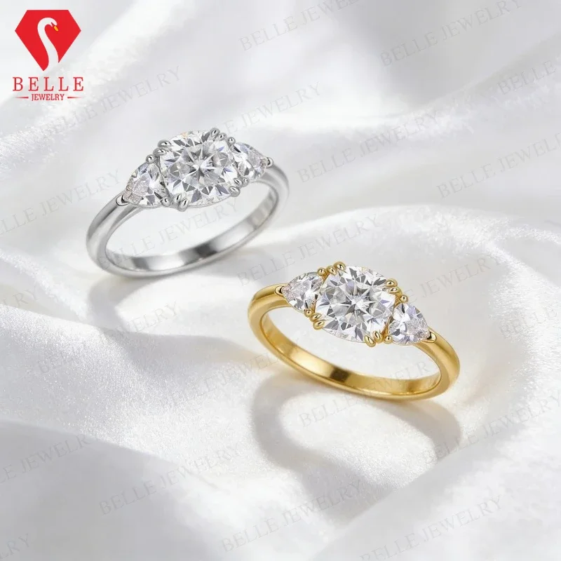 2.6ct D Color Moissanite Ring VVS1 Cushion Cut S925 Sterling Silver Fine Jewelry Gift For Women Anniversary Wedding Band