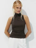 T-shirt sans manches en Fiber de Polyester pour femmes, Sexy, dos nu, couleur Pure, vêtements transfrontaliers, nouvelle collection été 1