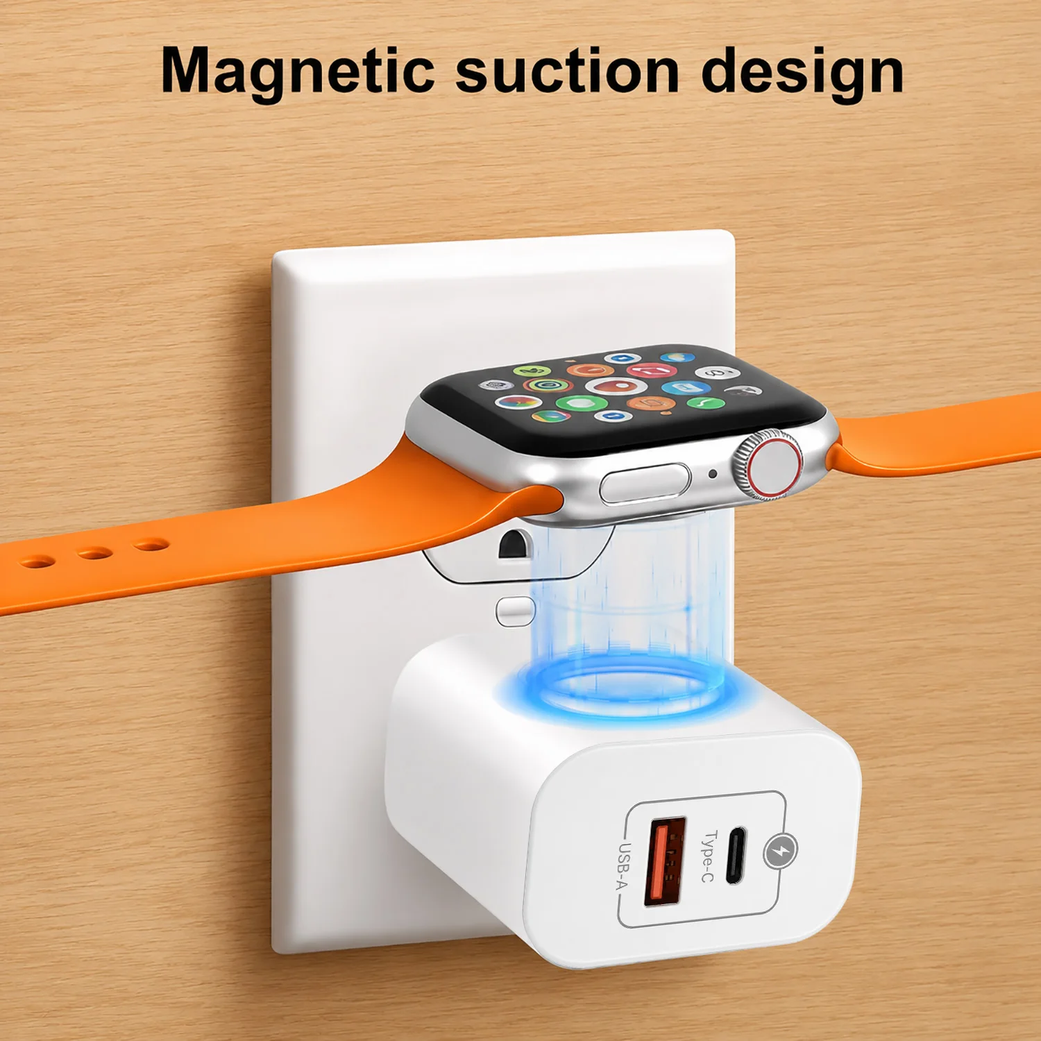 3-in-1 Wireless Charger Compatible with Apple Watch and iPhone, PD20W Charger with 2 Ports USB-C and USB-A Fast Charger Compatib
