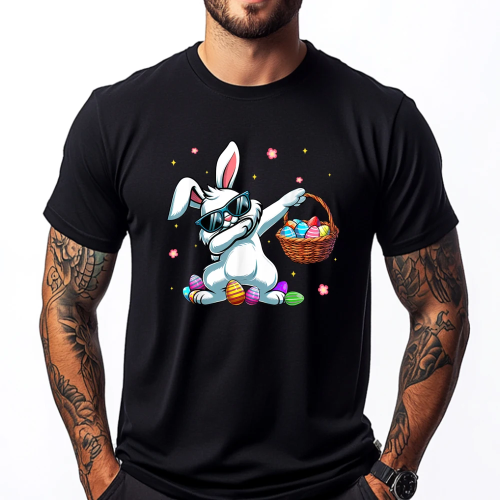 

Dabbing Bunny Happy Easter Shirts For Boys Toddlers Camisas Basicas Hombre Mens Streetwear Men