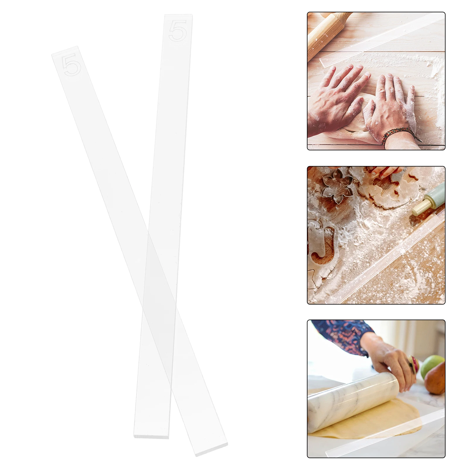 

2pcs Biscuit Thickness Balance Ruler Measuring Baking Dough Strips Level Scale Pastry Tool Fondant Cookie Smoother DIY