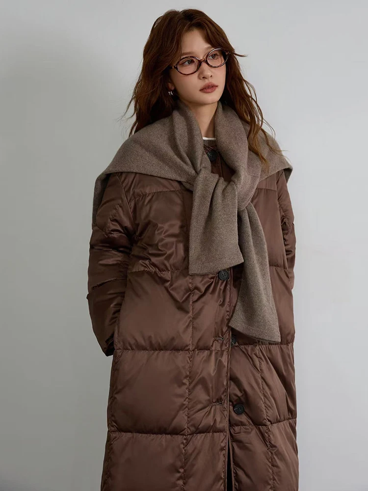 

Вязаная шаль до колена, зимняя куртка-пуховик, женские теплые длинные пуховики на белом утином пуху, женская однобортная верхняя одежда Parker