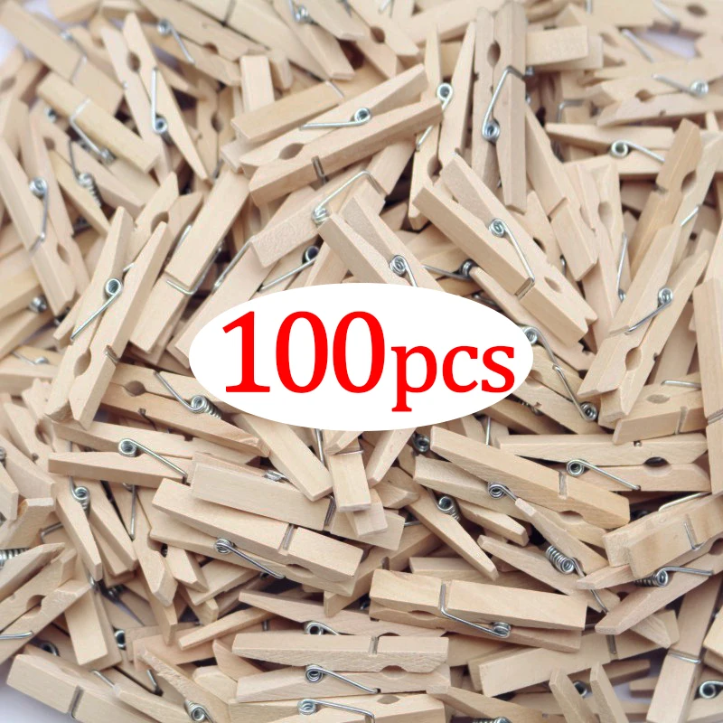 100/50Pcs Wooden Clips Household Clothes Socks Clip DIY Wedding Party Photo Decoration Clamps Multifunction Home Storage Clips