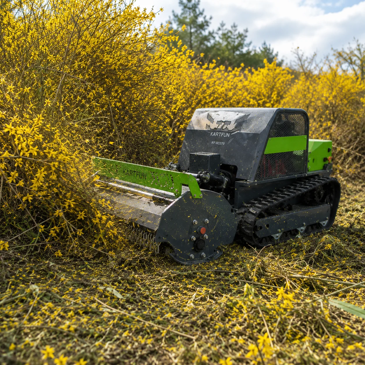 Remote Control Lawn Mower 550mm Cutting Width 224cc Engine High Power Automatic Garden Grass Cutter