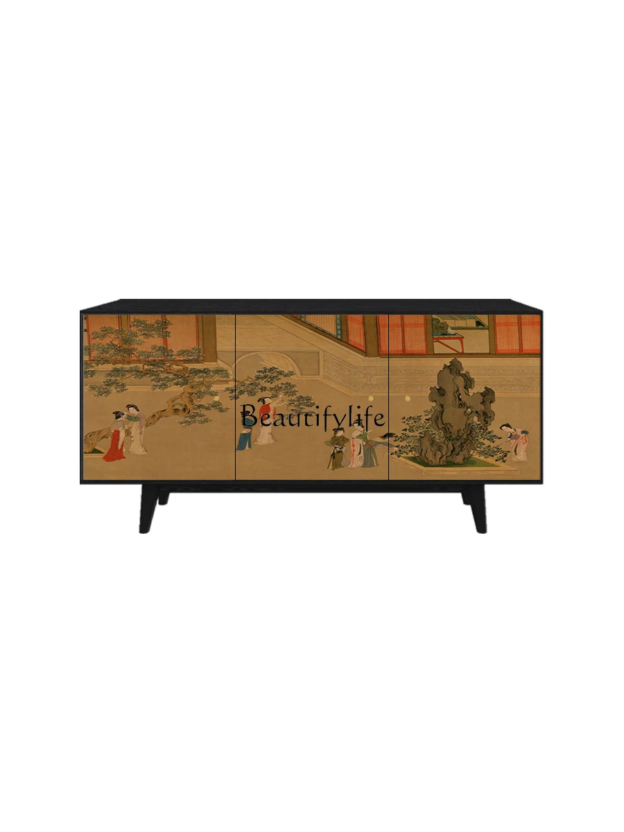 

New Chinese Style Solid Wood Storage Locker Multi-Layer Hallway Portrait of a Lady Curio Cabinet