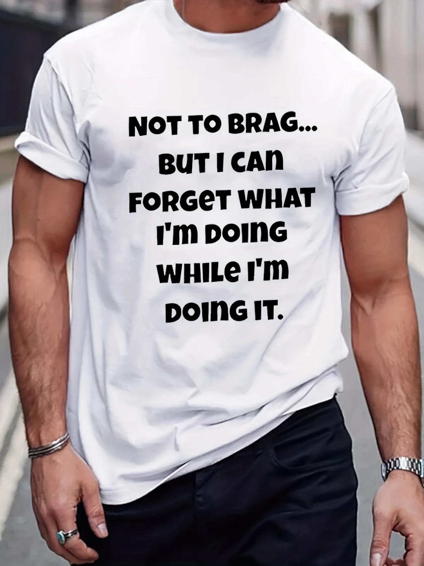 Men's Slogan Print T-Shirt, Round Neck Tee Casual Clothing, Spring Round Neck Summer Tee Shirt Unisex Streetwear Tops