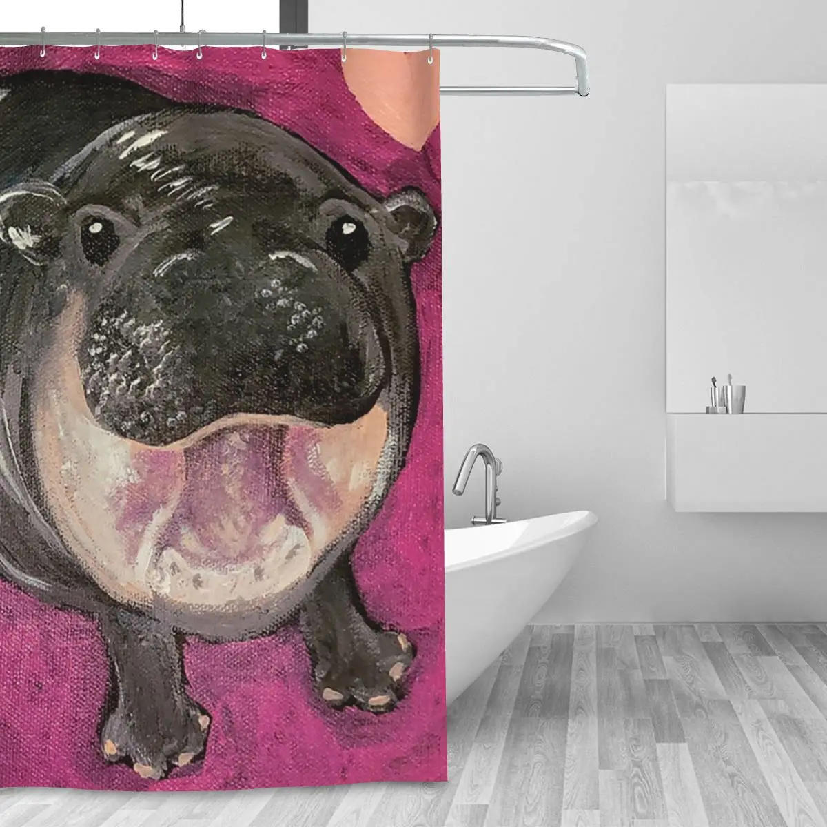 Moo Deng By Aurora Art Shower Curtain Bathroom Polyester Waterproof Bath Curtains with Hooks